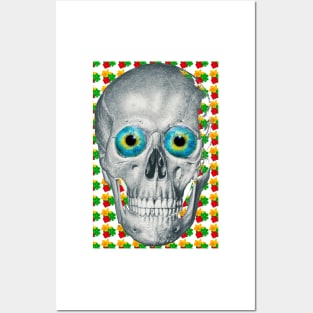 Blue eyed skull flower lover Posters and Art